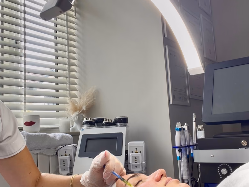 A client receiving a BioRePeel Radiance facial treatment